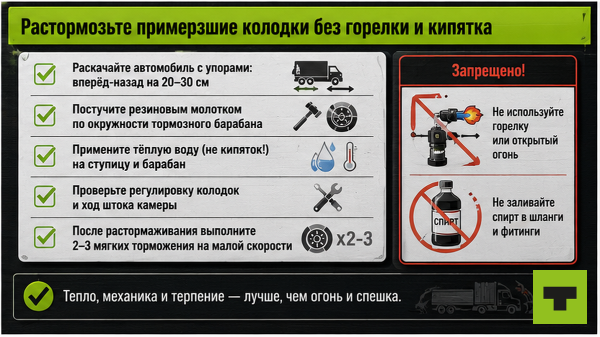 Чеклист: как растормозить примерзшие колодки без горелки и кипятка