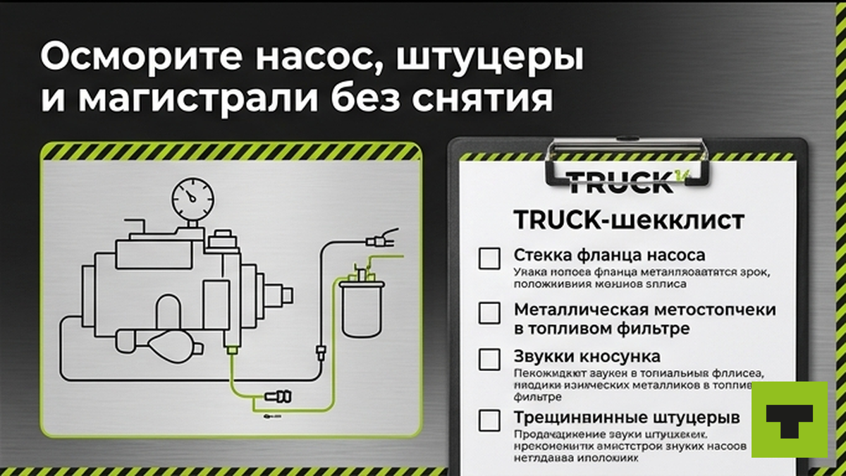 Чеклист осмотра насоса и магистралей ТНВД без снятия