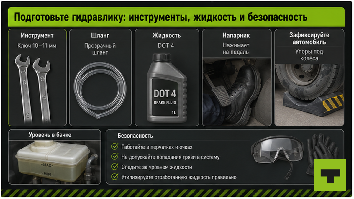 Набор для прокачки гидравлических тормозов: инструменты, DOT 4, безопасность