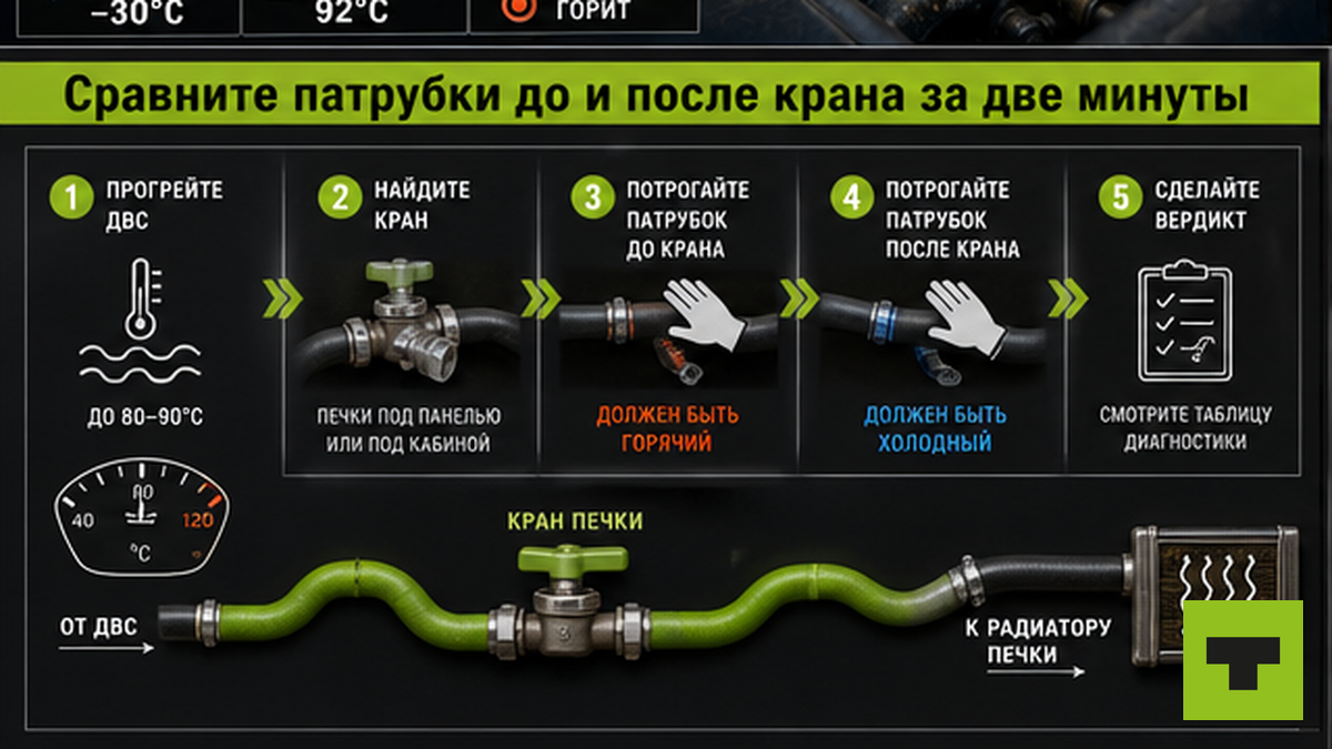 Пошаговая схема: как сравнить патрубки до и после крана печки за 2 минуты