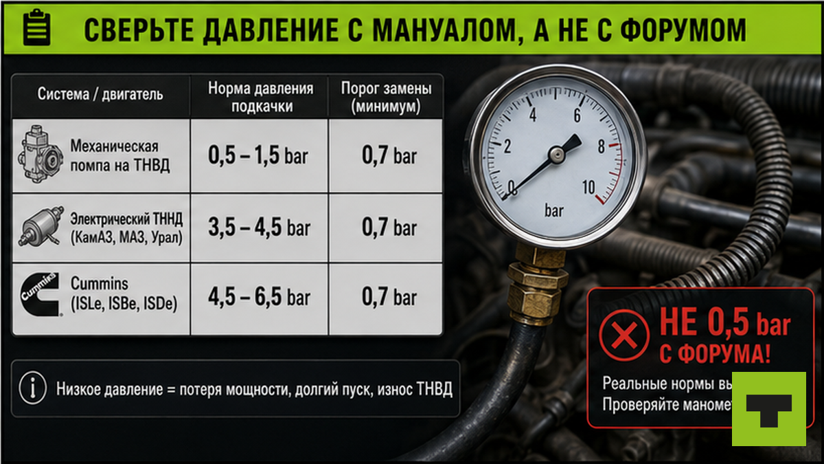 Чеклист норм давления подкачивающего насоса по мануалу мотора