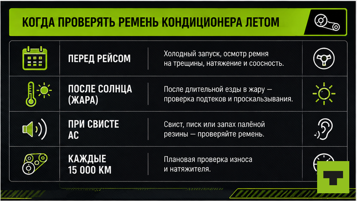 Чеклист: когда проверять ремень кондиционера грузовика летом