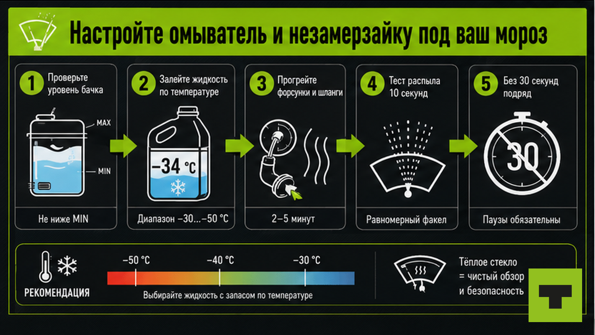 Схема настройки омывателя и незамерзайки для мороза на грузовике