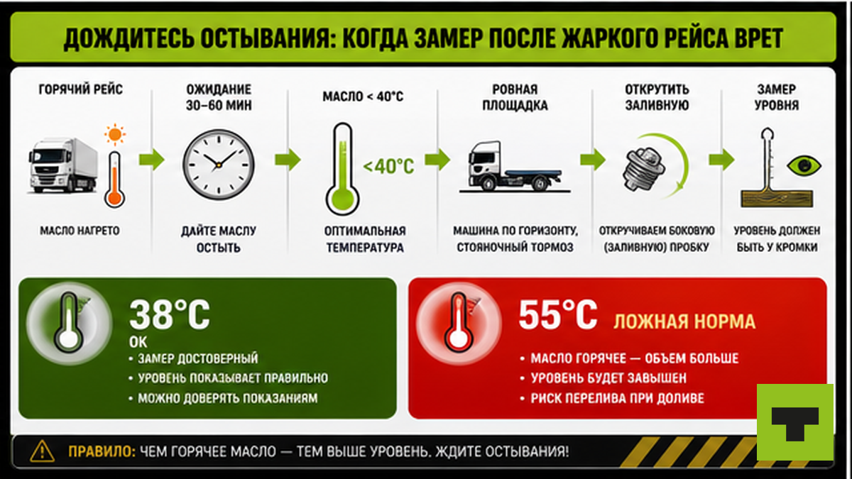 Схема: дождаться остывания КПП ниже 40°C перед замером