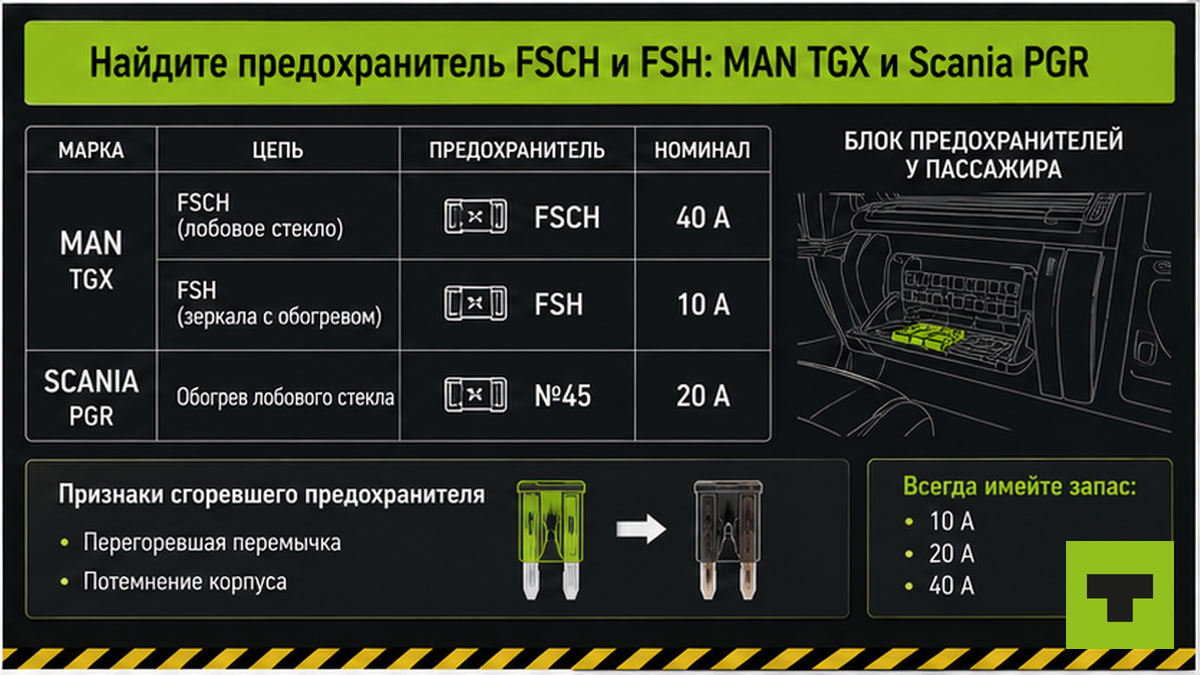 Чеклист предохранителей FSCH и FSH для MAN TGX и Scania PGR