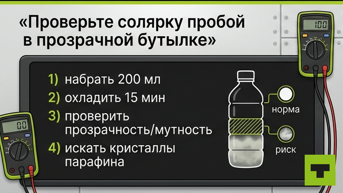 Чеклист проверки солярки пробой в прозрачной бутылке перед ночным рейсом