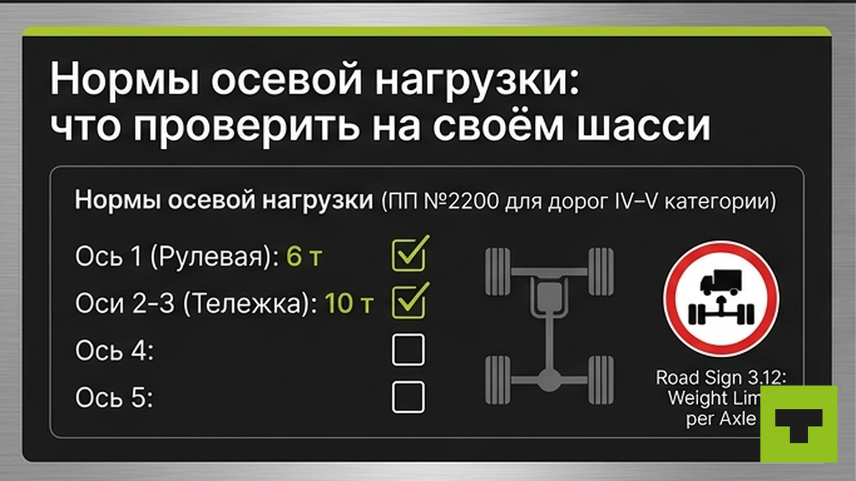 Чеклист норм осевой нагрузки по ПП №2200 для грузовика