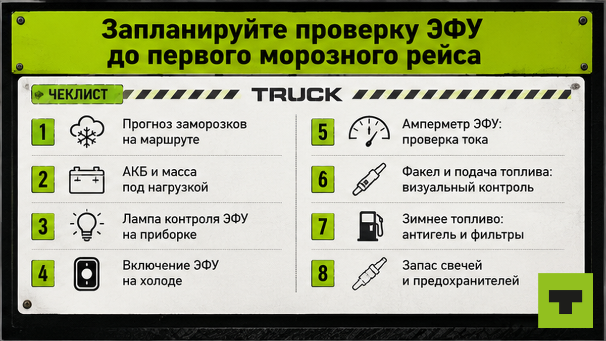 Чеклист подготовки ЭФУ КамАЗа перед первым морозным рейсом в Якутии